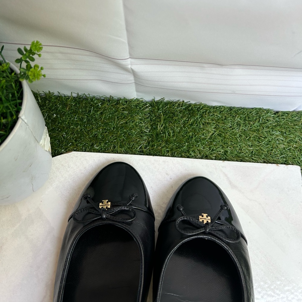 Tory Burch Black Leather Ballet Flats CAP-TOE BALLET size 11 gently used - Picture 10 of 15